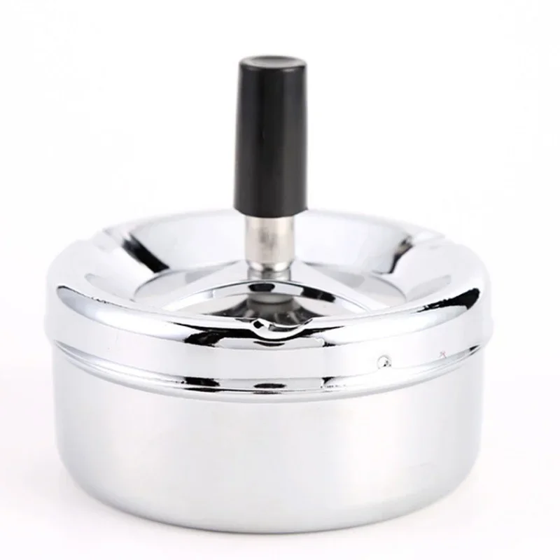 Portable Ashtray Stainless Steel Ashtray Metal Ashtray Metal Ashtray Round Rotating Self-Clearing Smokeless Smoker Ashtray Office Cigar Rotating Tray Housewares Ash Weed Set