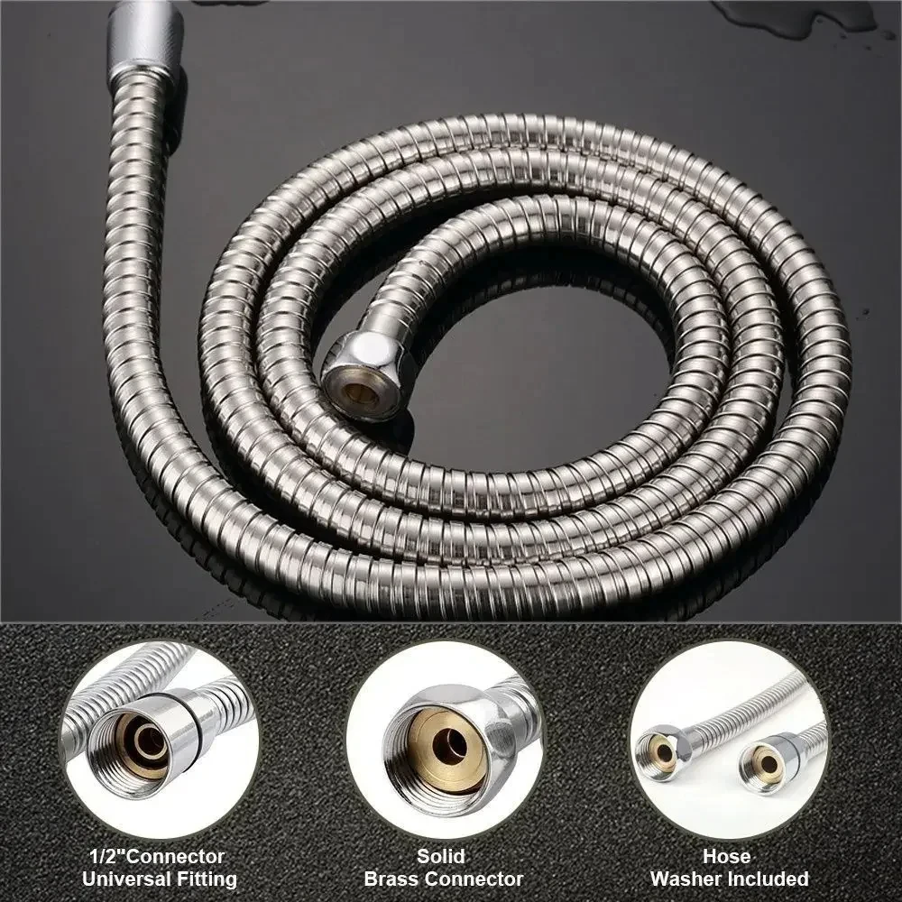 Flexible Stainless Steel Plumbing Hose Shower Head Tube Flexible Bathroom Pipe 1-3m Bath Accessories