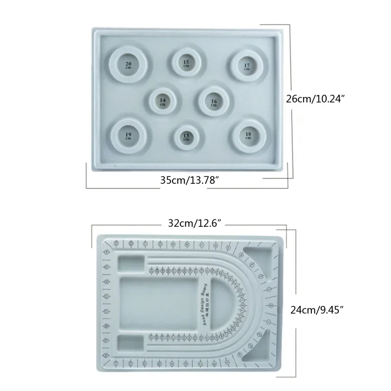 2Pcs Gray Flock Beads Tray Design Boards DIY Beading Bracelet Tools Jewelry Storage Box Tray Diy Jewelry Making