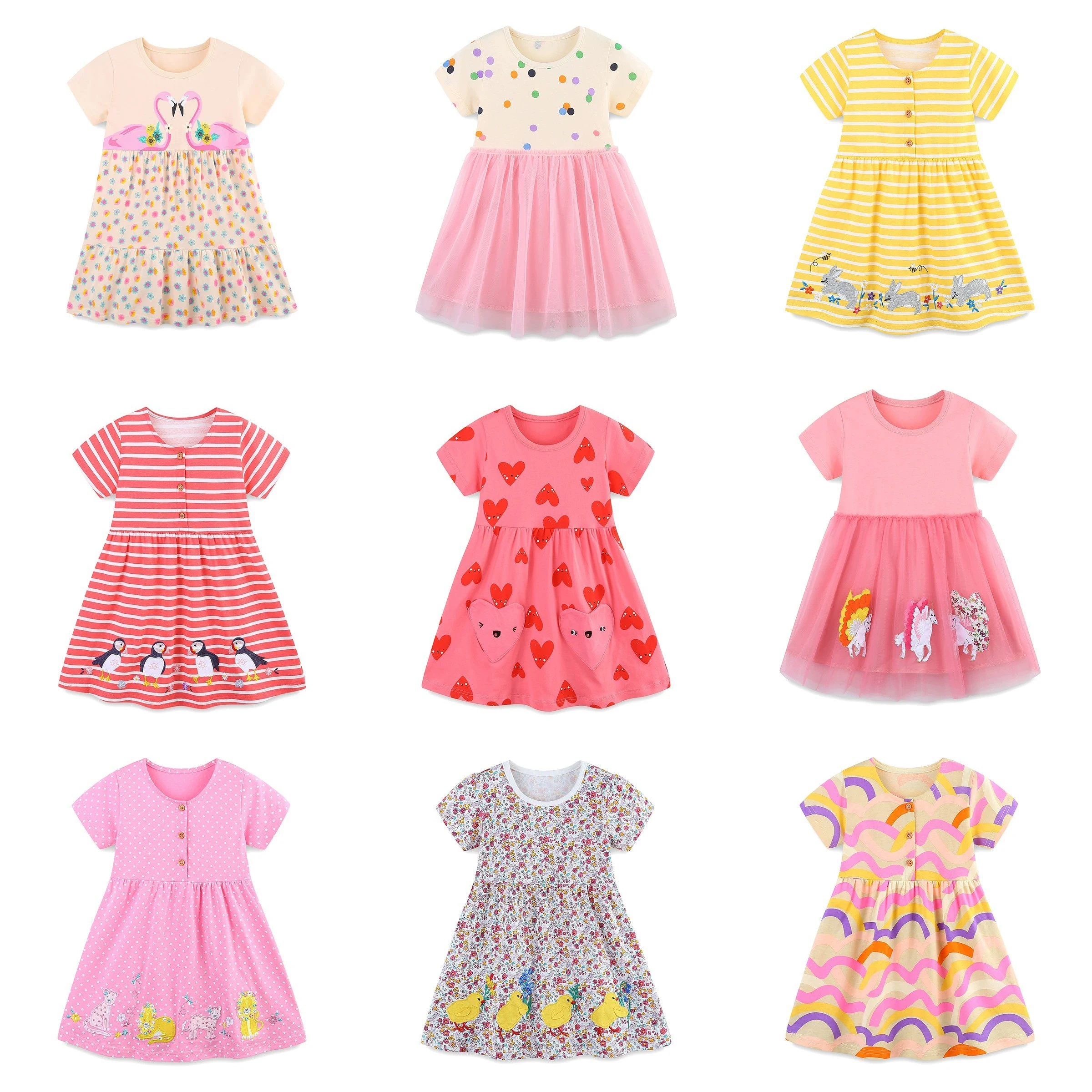 Girls Summer Cartoon Mesh Dress 1