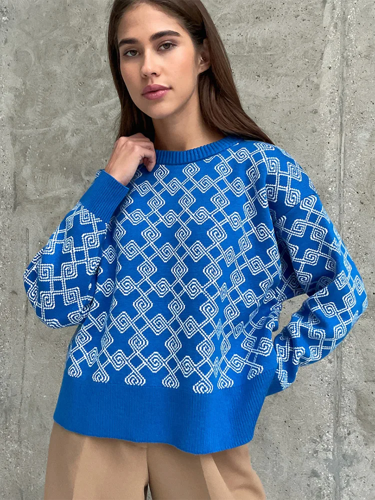 Autumn Winter Women knitted Pullovers 2025 New Fall Jacquard O-neck Thick Warm Women Sweater High quality Casual Sweater