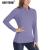 KEFITEVD Women's UPF 50+ T-Shirts Sun Protection 1/4 Zip Long Sleeve Quick Dry Shirts Sport Running Elastic Breathable Outdoor 1