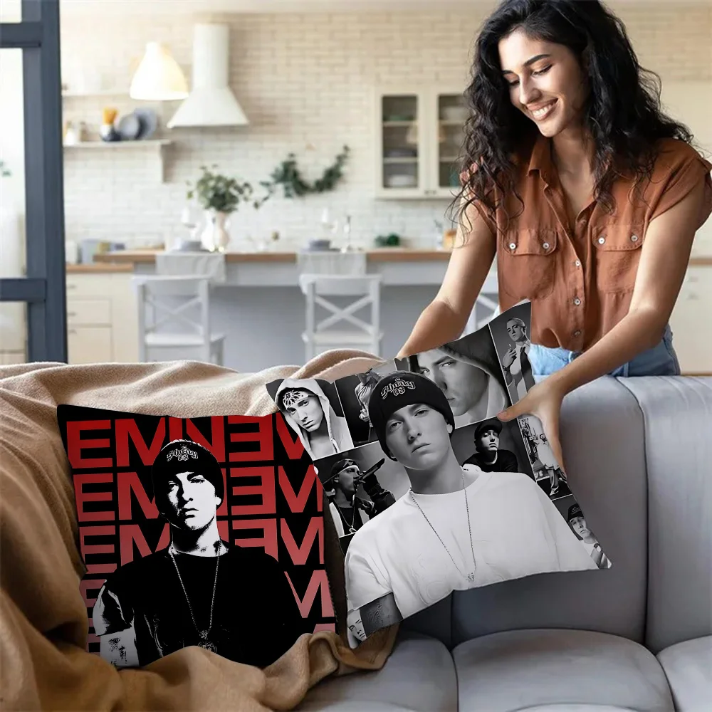 Eminem 8 Mile Hip Hop Rapper Pillow Covers Cartoon Sofa Decorative Home Double-sided Printing Short Plush Cute Cushion Cover 3