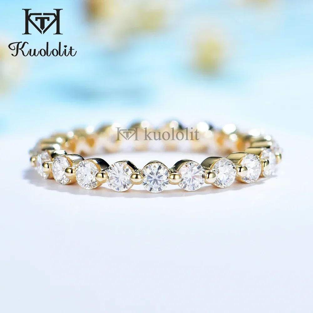 585 14K 10K White Gold Bubble Ring for Women 2.5mm Round Cut Moissanite Solitaire Eternity Full Band For Engagement New moissanite ring gold rings golden ring