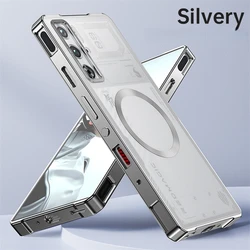 Aluminum Alloy Metal Frame Matte Transparent Case for Redmagic 10S Pro Plus (Silver)