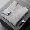 Autumn And Winter New Men's V-Neck Cashmere Loose Thickened Solid Color Wool Knitted Bottoming Shirt Business Casual Sweater 3