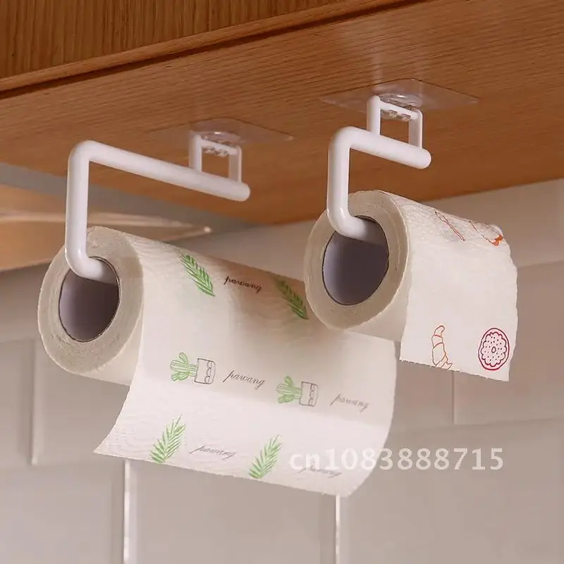 

Roll Paper Holder Tissue Hanger Cabinet Rag Hanging Holder Wall Mounted Towel Storage Rack For Kitchen Toilet Paper Holder
