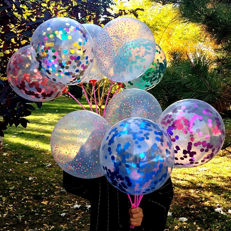 

10pcs 12inch Shiny Confetti Balloons Transparent Paper Foil Confetti Globos Glitter Sequins Wedding Birthday Party Decors