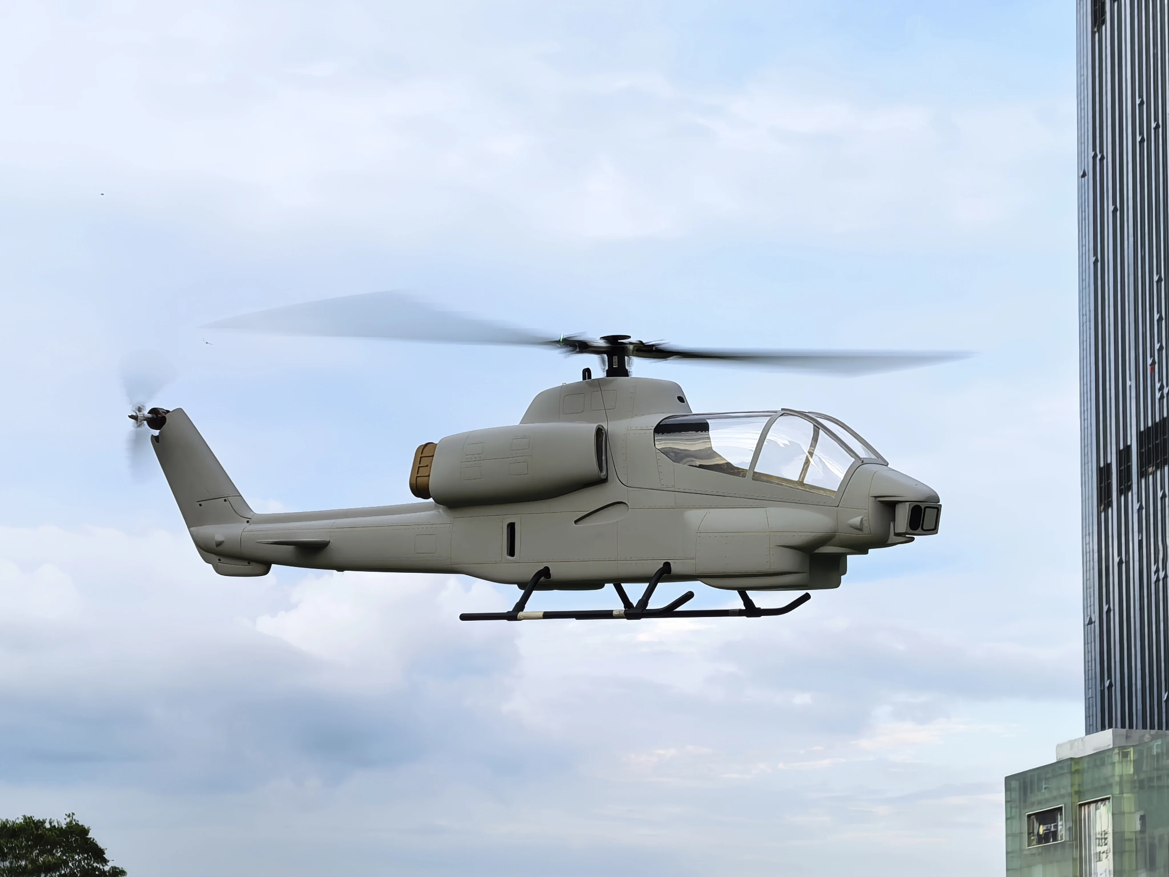 Détail du rotor principal et de la tête de rotor de l'hélicoptère RC professionnel BNF/RTF 2.4GHz, avec pales en carbone.