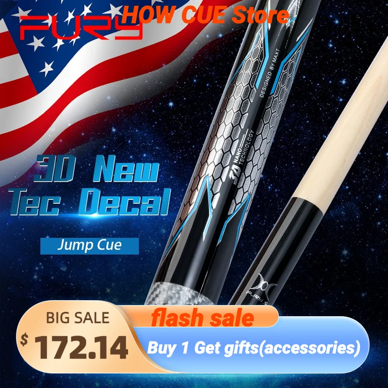 Fury Fspj1 Jump Cue 13mm G10 Tip Super Light Technology Shaft Wood Teeth Highend Feather