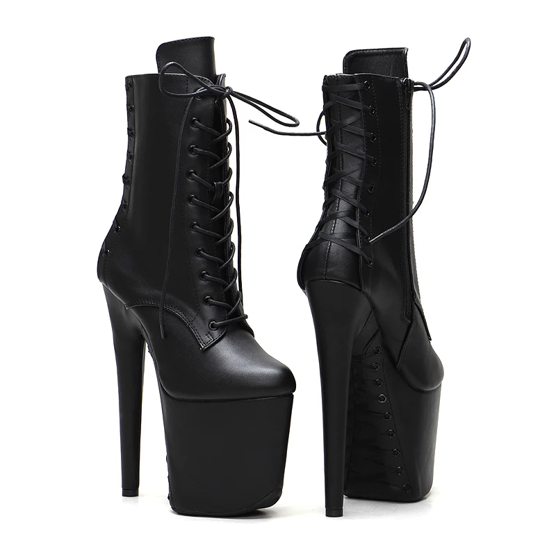 Leecabe 8inch/20CM heels' Pole dancing boot with satin materials covered High Heel platform Boots closed toe Pole Dance boot