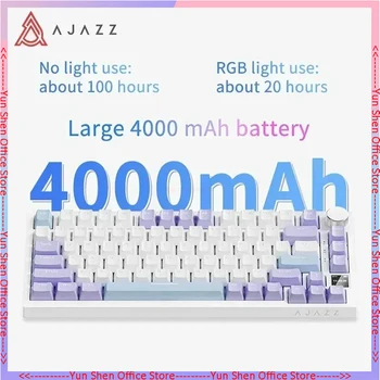 AJAZZ AK820 프로 기계식 키보드, RGB 트라이 모드 게이밍 75%, 개스킷 장착 블루투스 5.1/2.4G, 무선 및 C 타입 유선 TFT 스크린