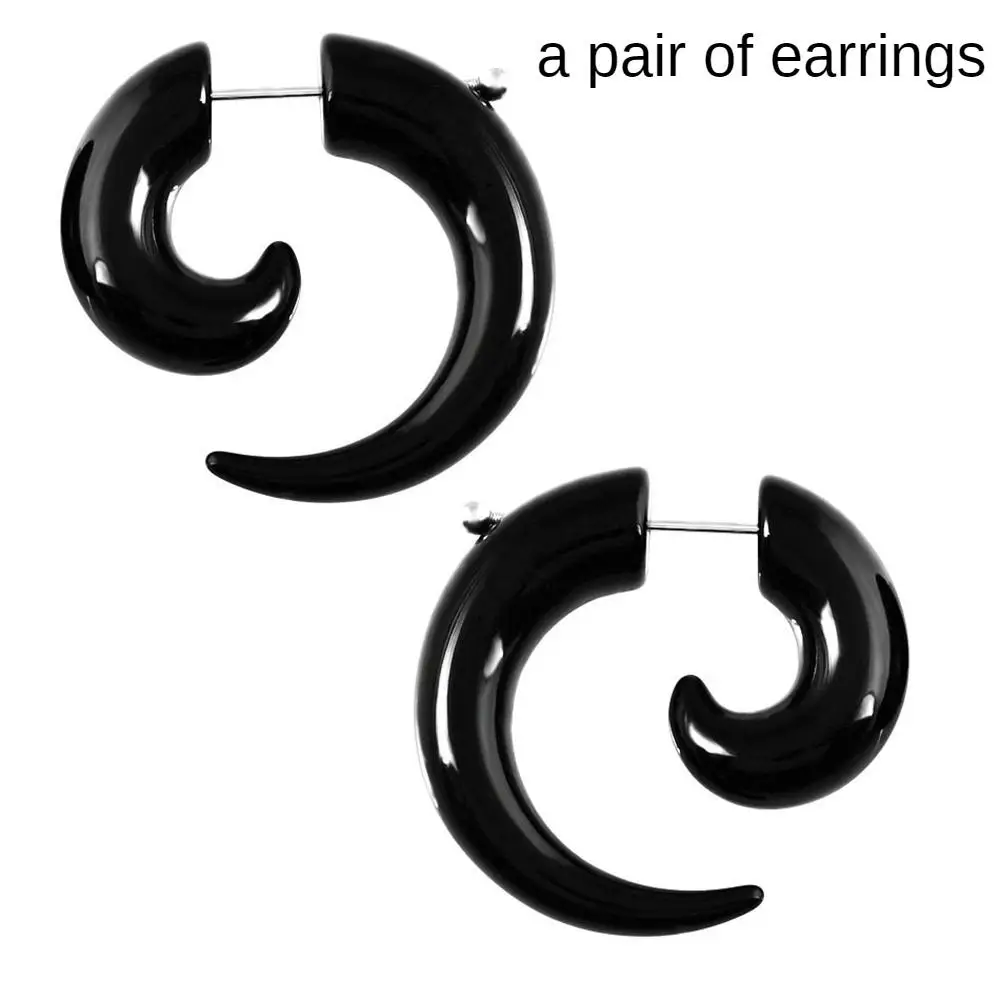 Pendientes de Caracol en espiral para hombre y mujer, expansores de oreja falsos de 1 a 5 piezas, color negro, joyería corporal de 3mm, 4mm, 5mm, 6mm y 8mm