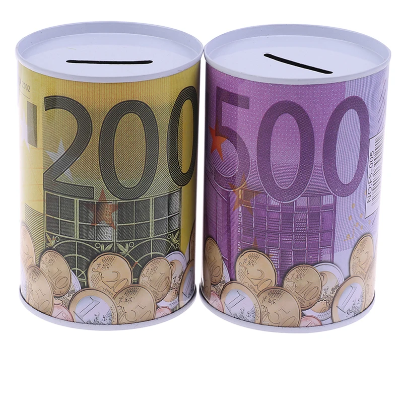 Hucha cilíndrica para monedas y billetes de euro y dólar_voghion.com