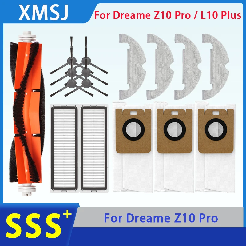 

For Xiaomi Dreame Bot Z10 Pro / L10 Plus Spare Parts Main Side Brush Hepa Filter Mop Dust Bag Robot Vacuum Cleaner Accessories