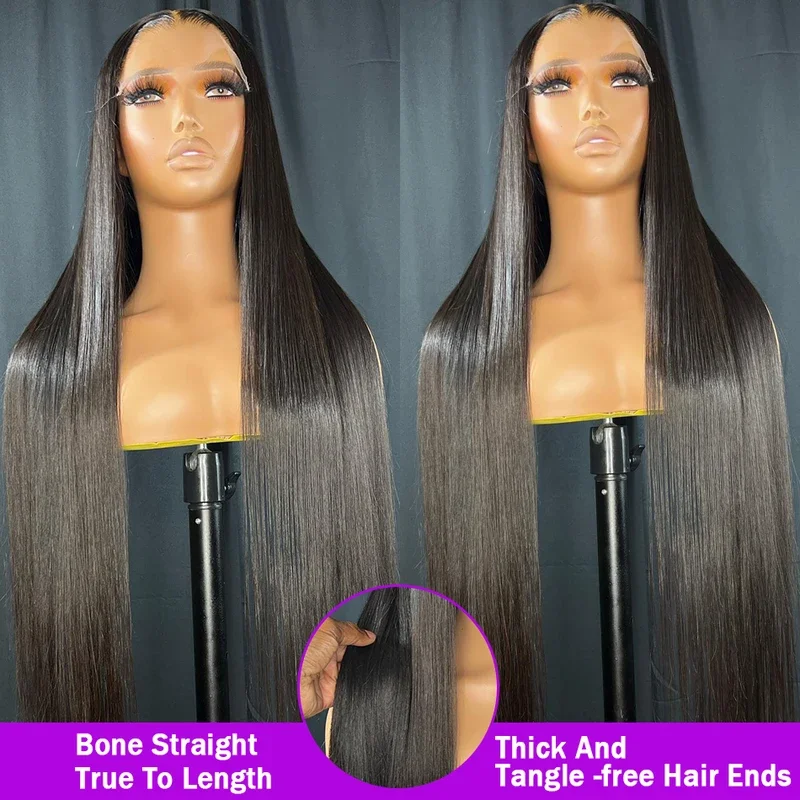 Bone Straight Human Hair Wigs For Women 13x6 HD Transparent 5x5 Glueless Wig Pre Plucked With Baby Hair Lace Frontal Wig