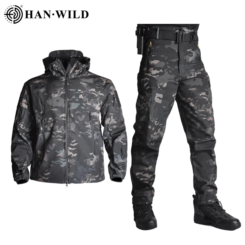 

Тактическая одежда 5XL, куртки и брюки, Мужская мягкая флисовая куртка, армейский ветрозащитный Камуфляжный охотничий костюм, ветровка, одежда для походов в стиле милитари