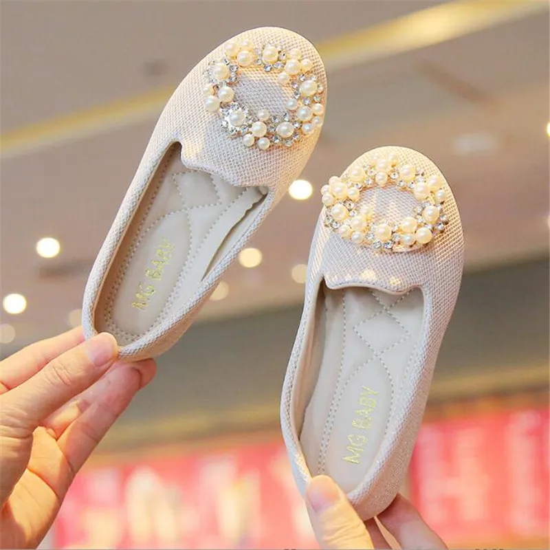 Girls Leather Wedding Shoe Fashion Children Soft Flats Sequins Kids Casual Shoe 4