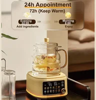 Bouilloire Électrique Intelligente 1.6L pour la Maison et le Bureau, en Verre, avec Fonction Théière à Fleurs, Programmation 24h, pour Mijoter et Faire Bouillir, Multifonctionnelle 1100W 4