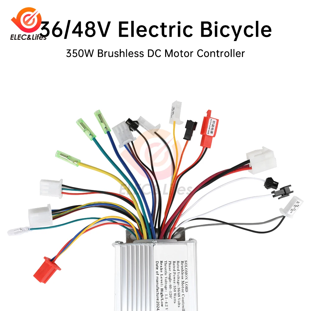 DC Motor Speed Controller Brushless Motor Driver Controls Module 36/48V 15-18A 350W For Electric Bicycle E-bike Scooter