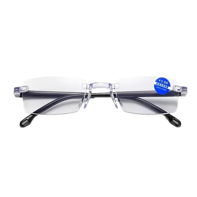 Blue light proof presbyopia glasses Ultra light rimless cut edge presbyopia glasses blue light blocking glasses