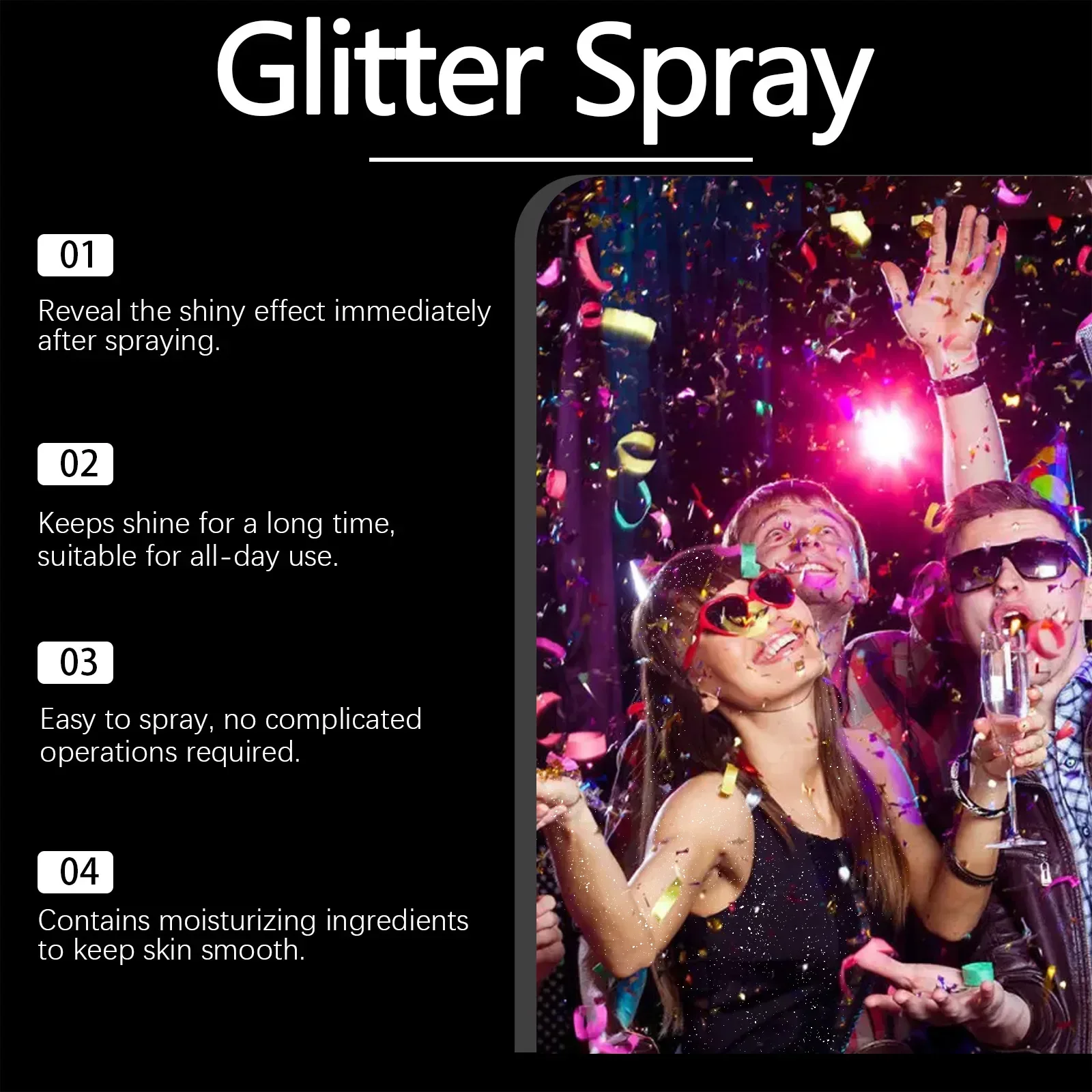 Eelhope Stage Makeup Glitter Spray Ball Festival Atmosphere Carnival Hair and Body Highlighter Glitter Spray Festival Makeup 5