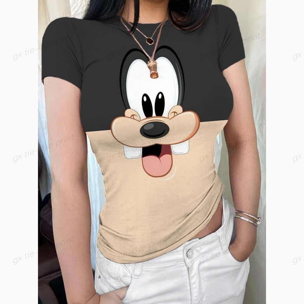 

Summer T Shirts for Women Disney Goofy Print Fashion T-shirt Women's Clothing Short Sleeves Harajuku cartoon Girls Kawaii Top