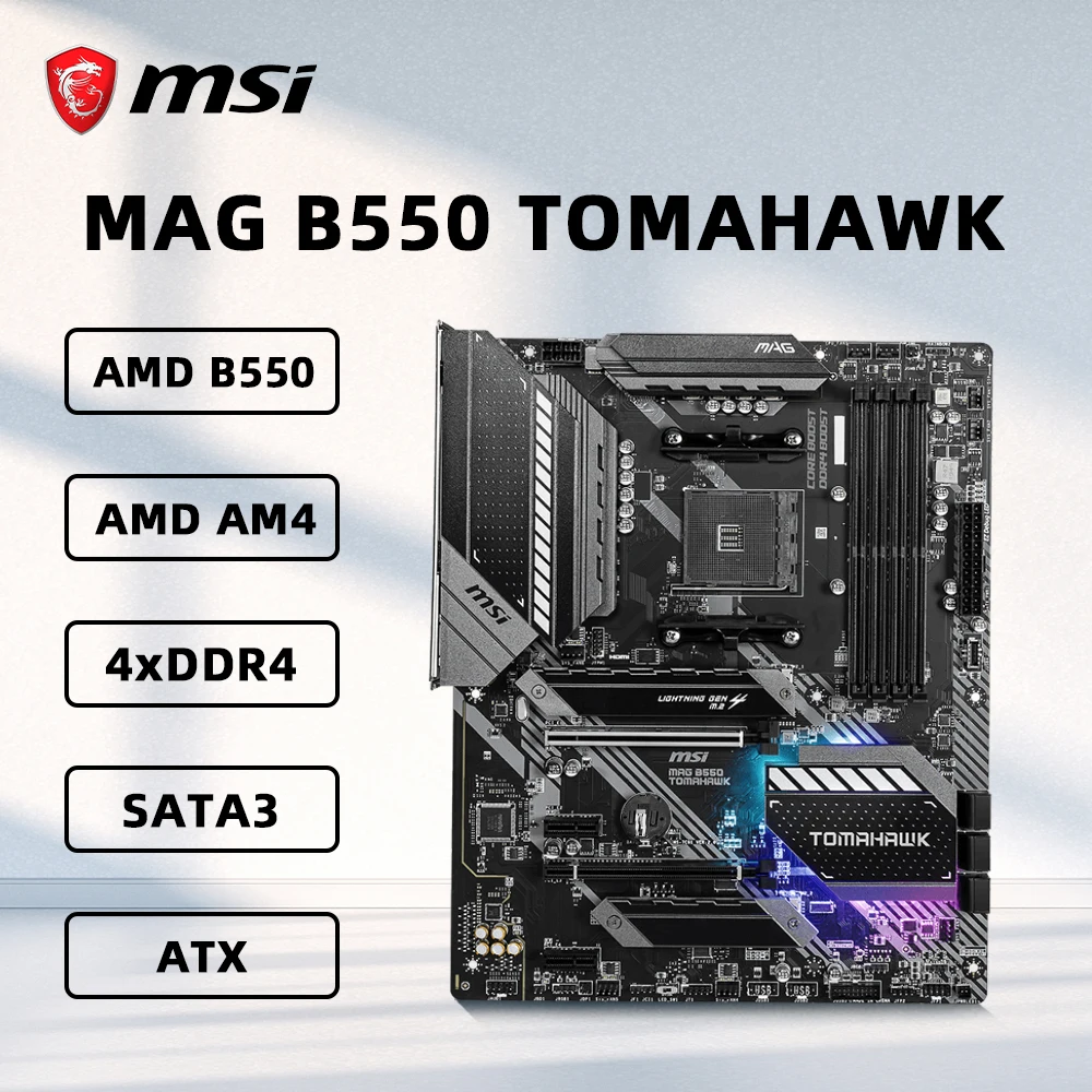 MSI MAG B550 TOMAHAWK Motherboard AMD B550 Chipset Supports AMD Ryzen 9 5950X 5900X Ryzen 7 5800X3D CPU DDR4 128GB M.2 AM4 ATX