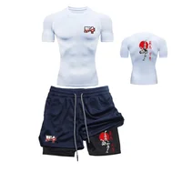 Ensembles de sport décontractés à la mode pour hommes et femmes, ensembles de fitness à séchage rapide, imprimé animé Baki Hama, shorts 2 en 1 3