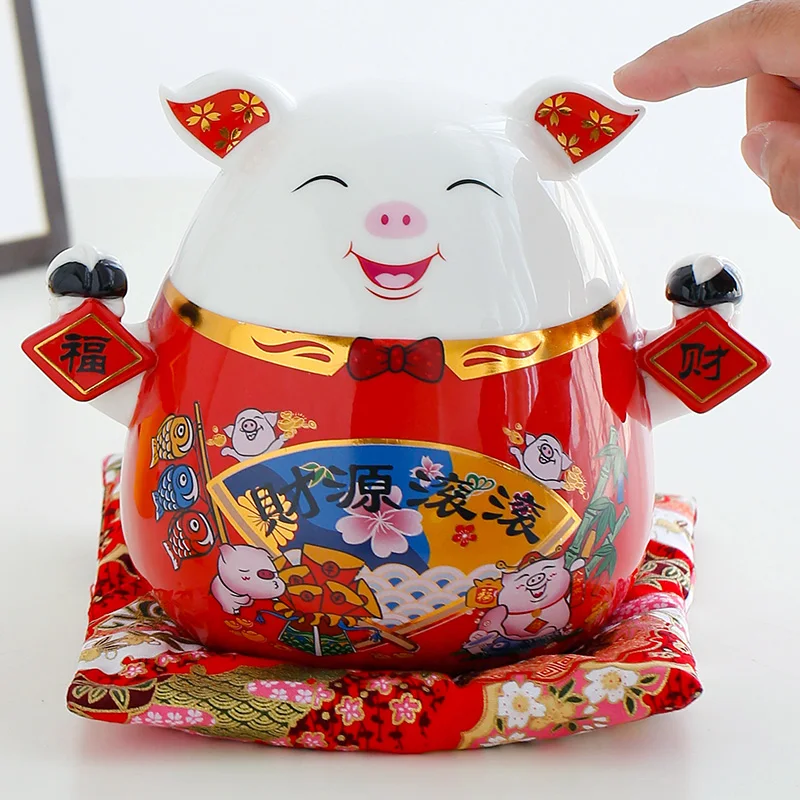 

Lucky Pig Piggy Bank Storage Hidden Safe Wedding Large Ceramic Ornament Coin Money Box Adult Kids Cartoon Hucha Home Decoration