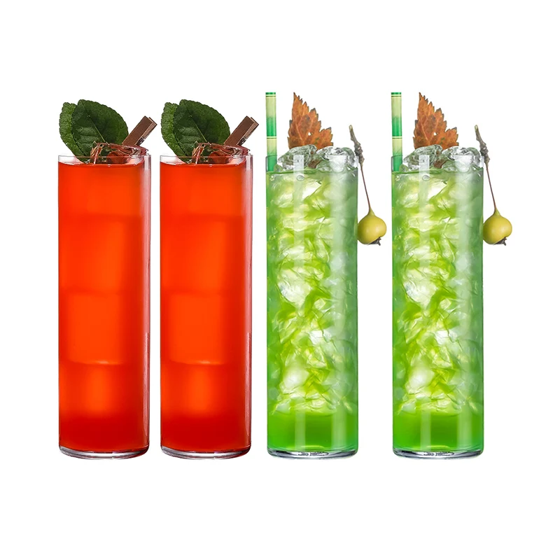 4PCS Extra Light Crystal Highball Glasses Barware Collins Tumbler for Water, Juice, Beer, and Cocktail Set of 4