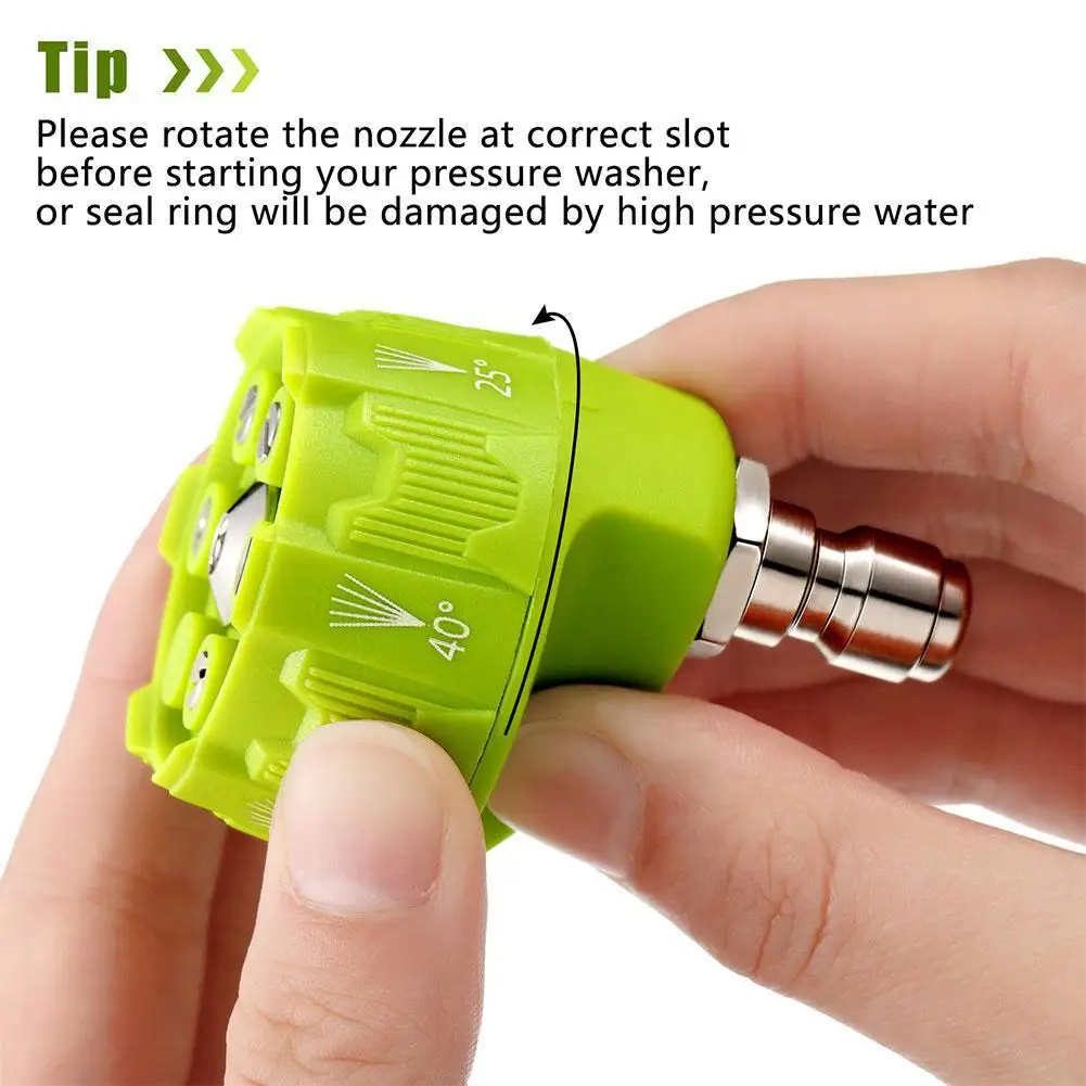 

Universal 4000Psi High Pressure Washer Spray Nozzle 0 15 25 40 Degree Rotation Watering Rinse Soap Nozzle Tip Garden Cleaning