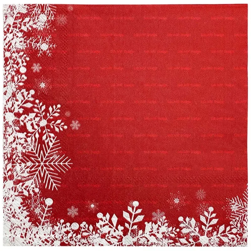 Paper Design Lot De 20 Serviettes De Table Motif Flocons De Neige Rouge/rouge 33 X 33 Cm