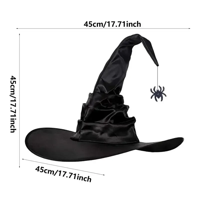 Halloween Folds Witch Wizard Black Hat Party Cosplay Costume Headgear Devil Cap Props Decoration Supplies for Adult Women Men