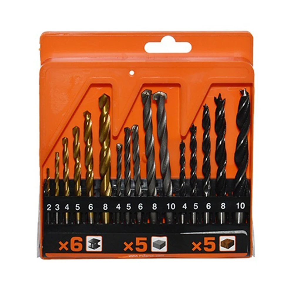 16pcs Drill Bits Set 4/5/6/8/10mm Construction Drill Woodworking Drill For Cement Wall Stone Wood Plastic Acrylic Drilling Tools