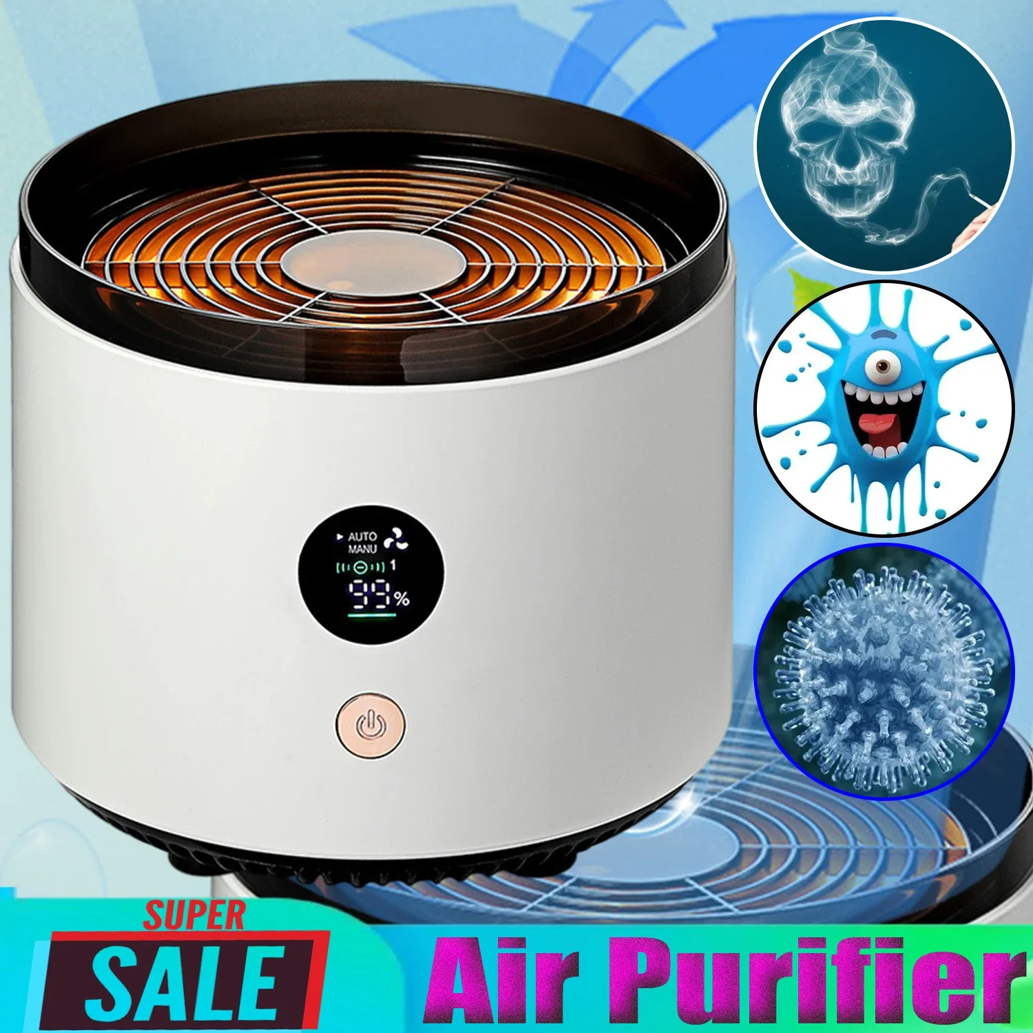 

Air Purifier,Negative Ions Generator,Harmful Smoke Gas Remover,Air Quality Automatic Detection,with Replaceable Filter for Home