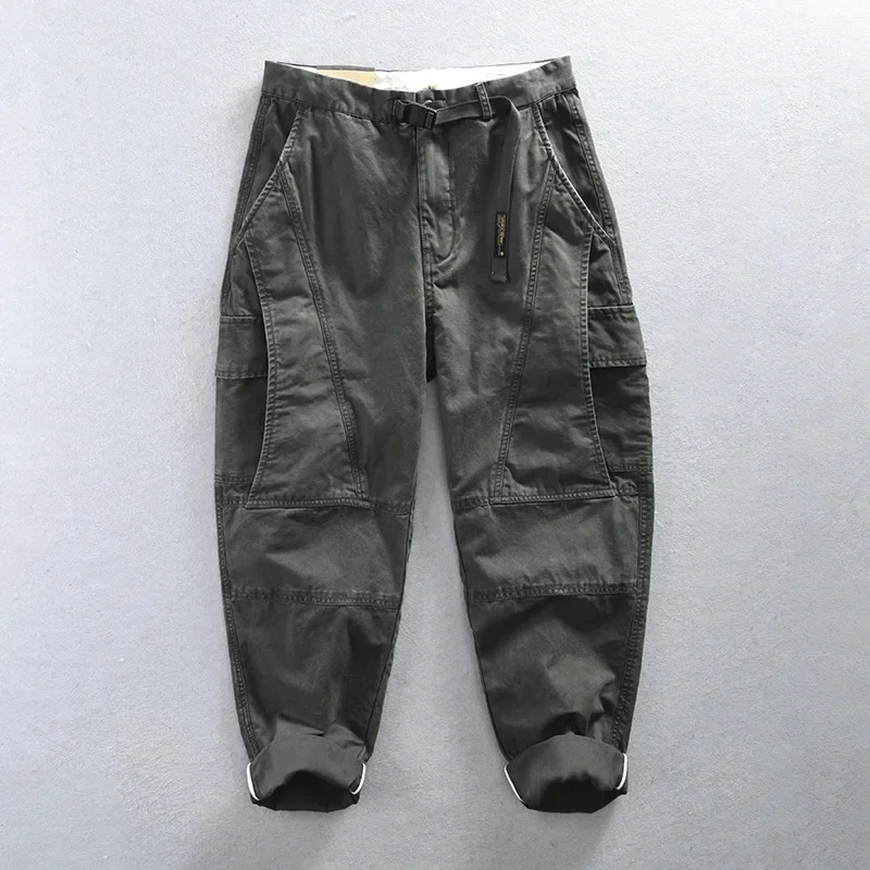 2023 Autumn New 100% Cotton Retro Cargo Pants Men Clothing Multi-pockets Daily Joggers Men Trousers