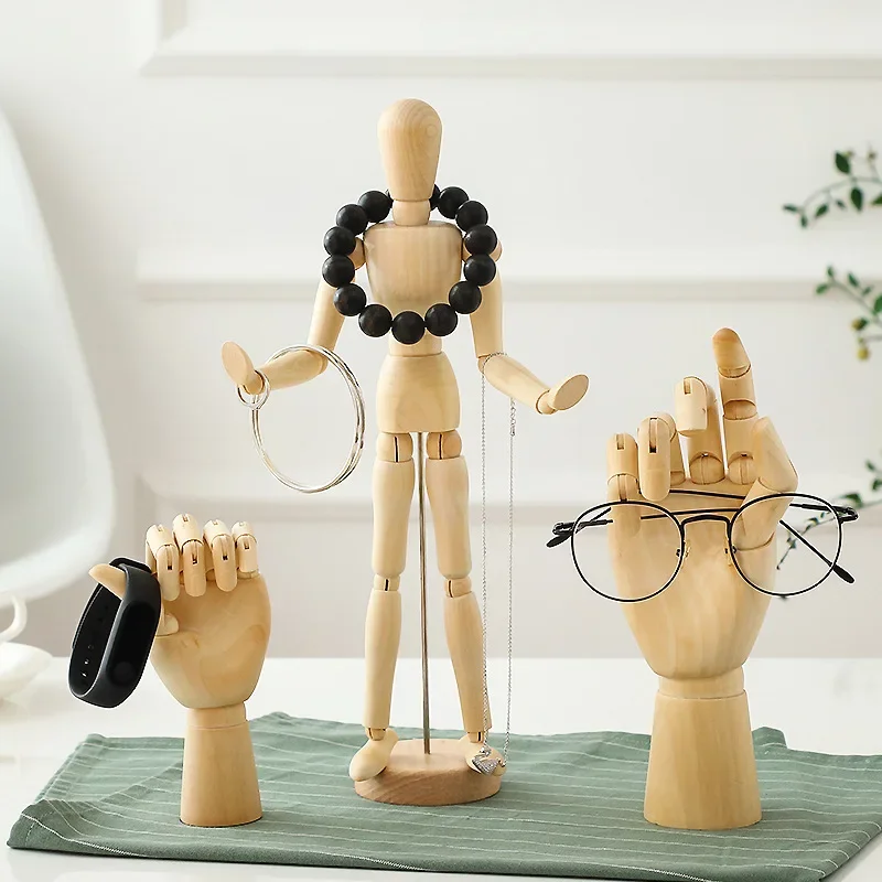 Wooden Hand Figurines Rotatable Joint Hand Model Drawing Sketch Mannequin 3