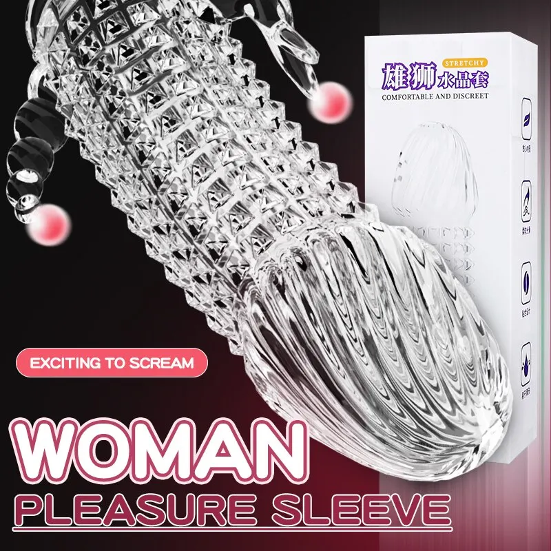 Penis Extender Cock Rings Delay Ejaculation Reusable Penis Condoms Dick Sleeve Silicone Glans Cover Enlargement Sex Toys For Men penis sleeve penis condom penis enlargement