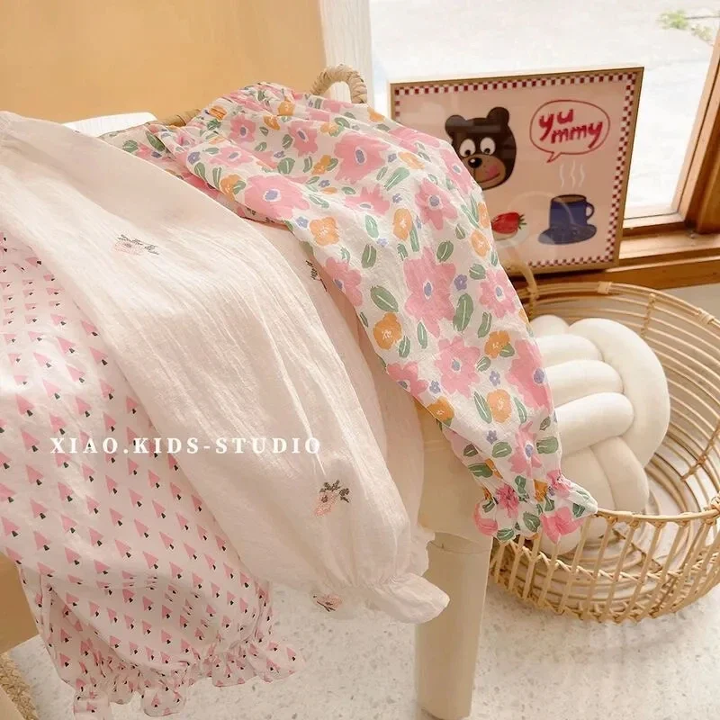 Kids Pants Summer Kids Girls Boys Mosquito-proof Leggings New Fashion Casual Flowers Pants Children Floral Korean Style Loose Clothing 1-6Y girls pants boys pants kids pants
