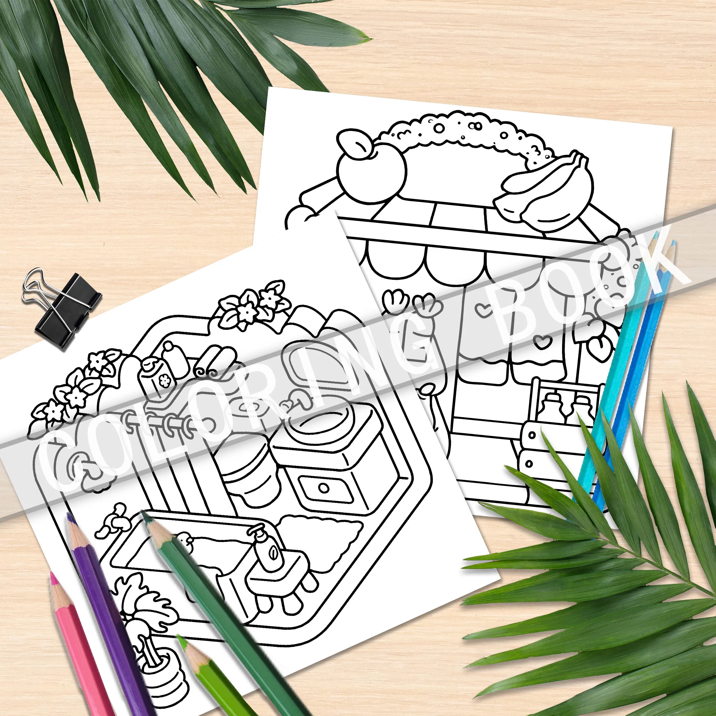 Picture Book Coloring Book - Cute Little Shops, Easy Coloring Doodles, 24 Pages of Fun and Creativity 5