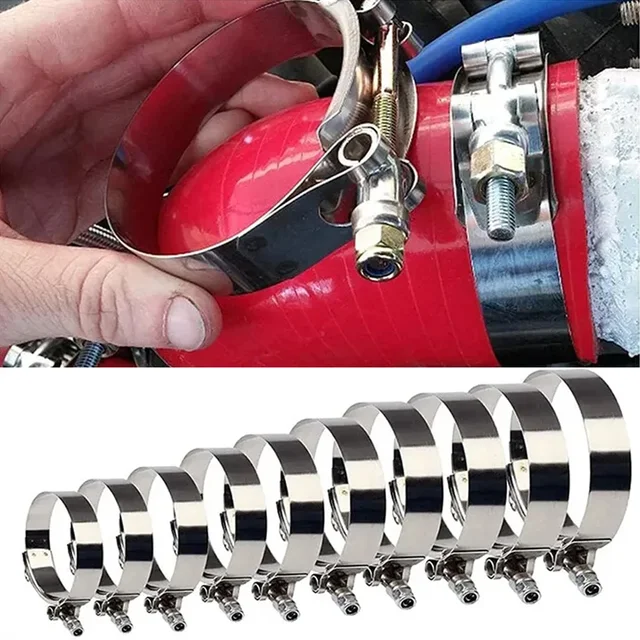 40-112mm 2/2.25/ 2.5/ 2.75/ 3.0/ 3.25/ 3.5/4.0" T-Bolt Exhaust Steel Hose Clamp Intake Turbo Intercooler Silicone Coupler Clamps