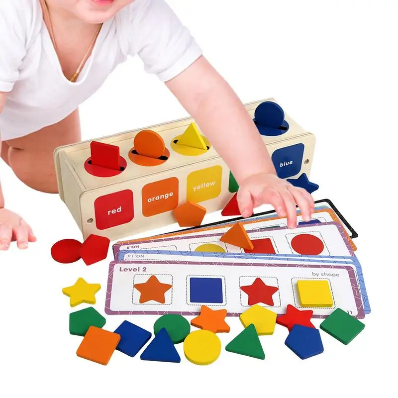 

Color And Shape Matching Toys Wooden Shape & Color Sorting Toy With Storage Box Early Educational Learning Activities Montessori