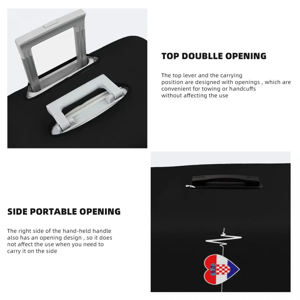 사용자 정의 크로아티아 국기 수하물 커버 수호자 크로아티아 국가 심장 가족 여행 가방 보호 커버 18-32 인치