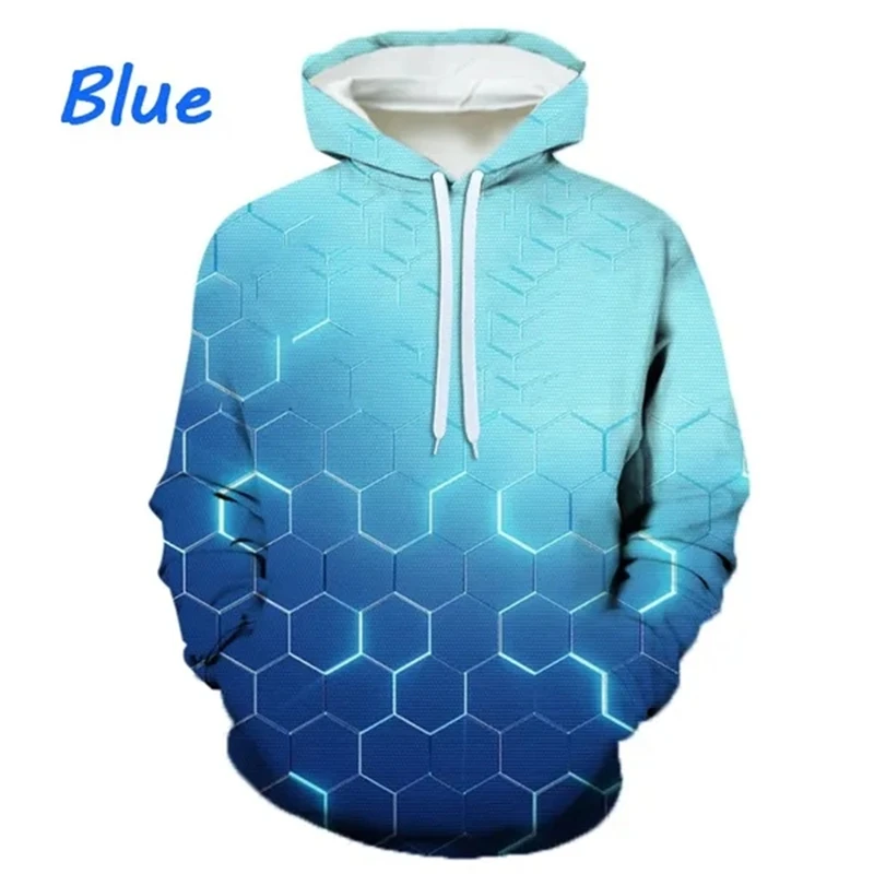 

New Fashion Abstract Geometric Hexagon Pattern 3D Printing Hoodie Casual Three-dimensional Cool Sweater For Men And Women Hoodie