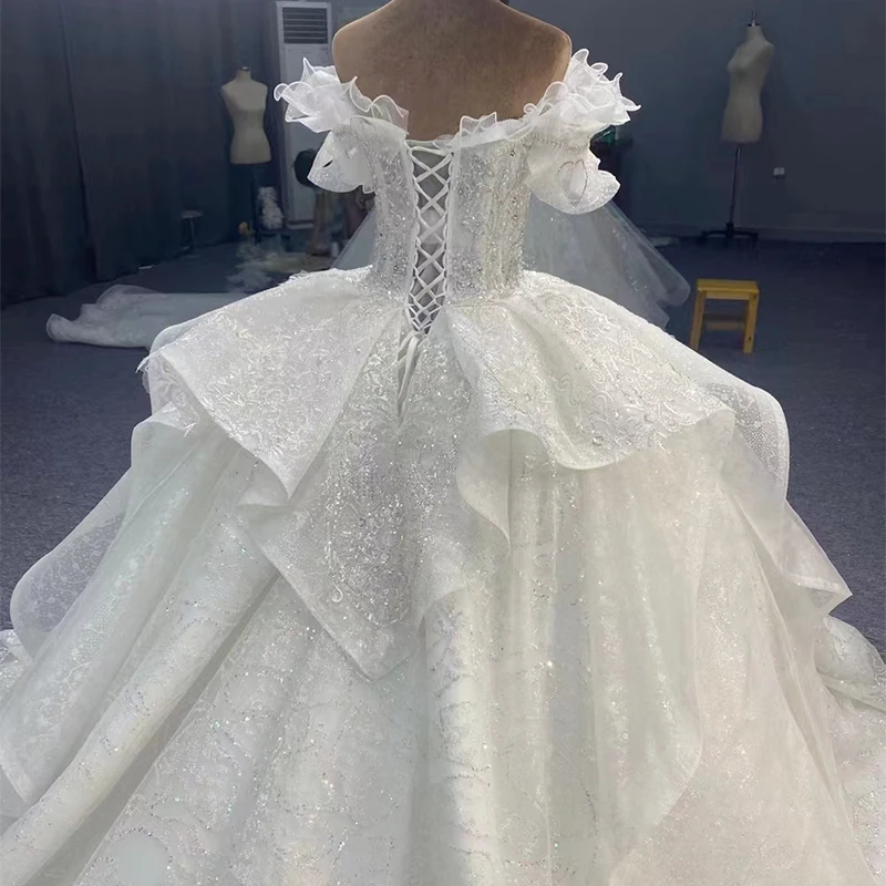 Luxury Dresses For Women 2022 Organza Ball Gown Sweetheart Wedding Dress Beading Lace Up MN61 Robe Mariage 4