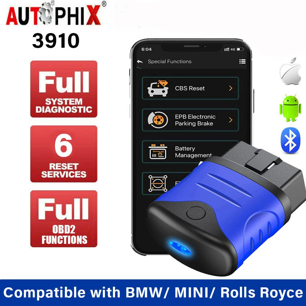 

Bluetooth OBD2 сканер AUTOPHIX 3910 для BMW/MINI/Rolls Royce инструмент для диагностического сканирования автомобиля EPB CBS и т. д. проверка заслонки дроссельной заслонки
