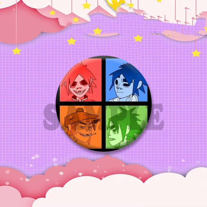 Gorillaz Fanart Cartoon Idol Pin Brooch - Backpack & Hat Decor Gift Badge