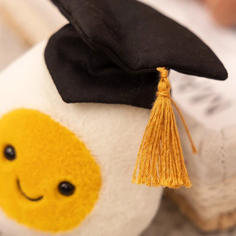 14cm Boiled Egg Cosplay Plush Toy Stuffed Kawaii Food Pillow with Legs Bride Bridegroom Couple Graduation Doctor Plushie Gift 6