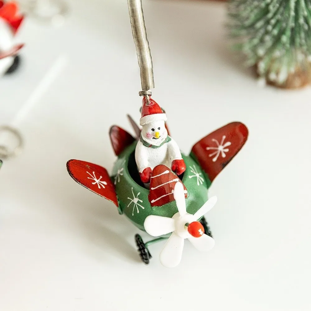 Cartoon Santa Reindeer Figurine Exquisite Snowman/Elk Christmas Plane Figurine Decorative Hanging Xmas Hanging Aircraft Pendant